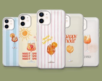 Aperol Spritz Phone Case Cocktail Summer Drink Cover for 17, 17Pro, 16, 15, 14, 13, 12, Samsung S26, S25, S24, S23, S22, A56, Pixel 10A, 10