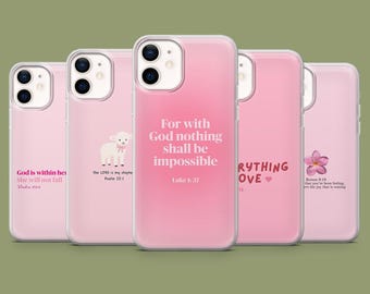 Pink Bible Verse Phone Case Christian Psalms Cover for 17, 17Pro, 16, 15, 14, 13, 12, Samsung S26, S25, S24, S23, S22, A56, Pixel 10A, 10, 9