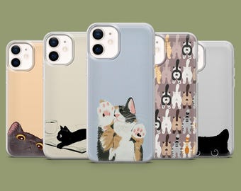 Funda para teléfono con diseño de gato para amantes de los gatitos, compatible con 17, 17Pro, 16, 15, 14, 13, 12, Samsung S26, S25, S24, S23, S22, A57, A17, Pixel 10A, 10Pro, 9A