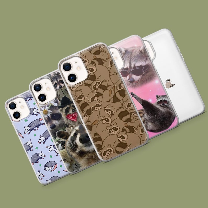 Raccoon Phone Case Animal Meme Cover for 17, 17Pro, 16, 15, 14, 13, 12, Samsung S26, S25, S24, S23, S22, A56, A57, A17, Pixel 10A, 10Pro, 9A image 1