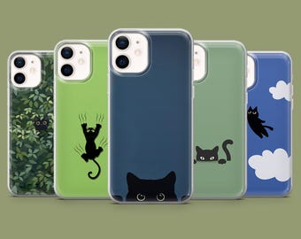Black Cat Phone Case Kitten Lover Cover for 17, 17Pro, 16, 15, 14, 13, 12, Samsung S26, S25, S24, S23, S22, A57, A17, Pixel 10A, 10Pro, 9A