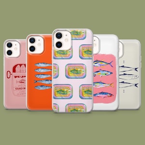 Retro Sardine Phone Case Tinned Fish Tin Cover for iPhone 16 Pro, 15, 14, 13, 12, Samsung S25, S24Ultra, S23, S22, A16, A55, A35, Pixel 9 8A