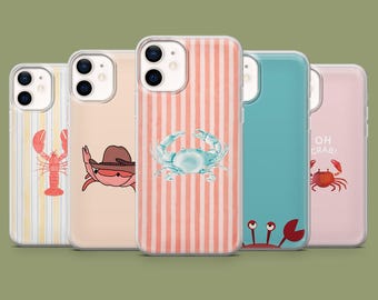 Lobster Phone Case Cute Crab Shellfish Cover for 17, 17Pro, 16, 15, 14, 13, 12, Samsung S26, S25, S24, S23, S22, A56, Pixel 10A, 10Pro, 9A