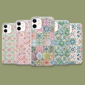 Funda de teléfono con mosaico bohemio mediterráneo para 17, 17Pro, 16, 15, 14, 13, 12, Samsung S26, S25, S24, S23, S22, A56, Pixel 10A, 10Pro, 9