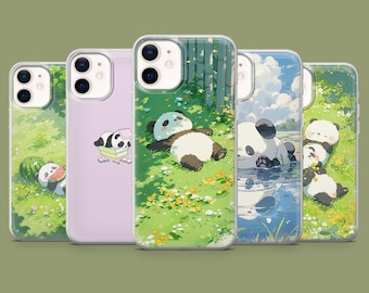 Sött Panda-telefonskal Kawaii Djur Bambu Björnsfodral för iPhone 18 Pro, 17, 16, 15, 14, 13, Samsung S26, S25, S24, A57, A17, Pixel 11, 10A