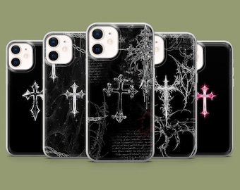 Gotiskt korstelefonskal Goth-fodral för iPhone 18 Pro, 17, 16, 15, 14, 13, 12, Samsung S26, S25, S24, S23, A57, A17, Pixel 11, 10Pro XL, 9A