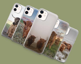 Highland Cow Phone Case Cute Farm Animal Cover for 17, 17Pro, 16, 15, 14, 13, 12, Samsung S26, S25, S24, S23, S22, A56, Pixel 10A, 10Pro, 9A