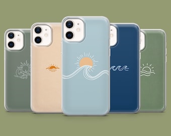 Minimalist Phone Case Sun Waves Beach Cover for 17, 17Pro, 16, 15, 14, 13, 12, Samsung S26, S25, S24, S23, S22, A56, Pixel 10A, 10Pro, 9A