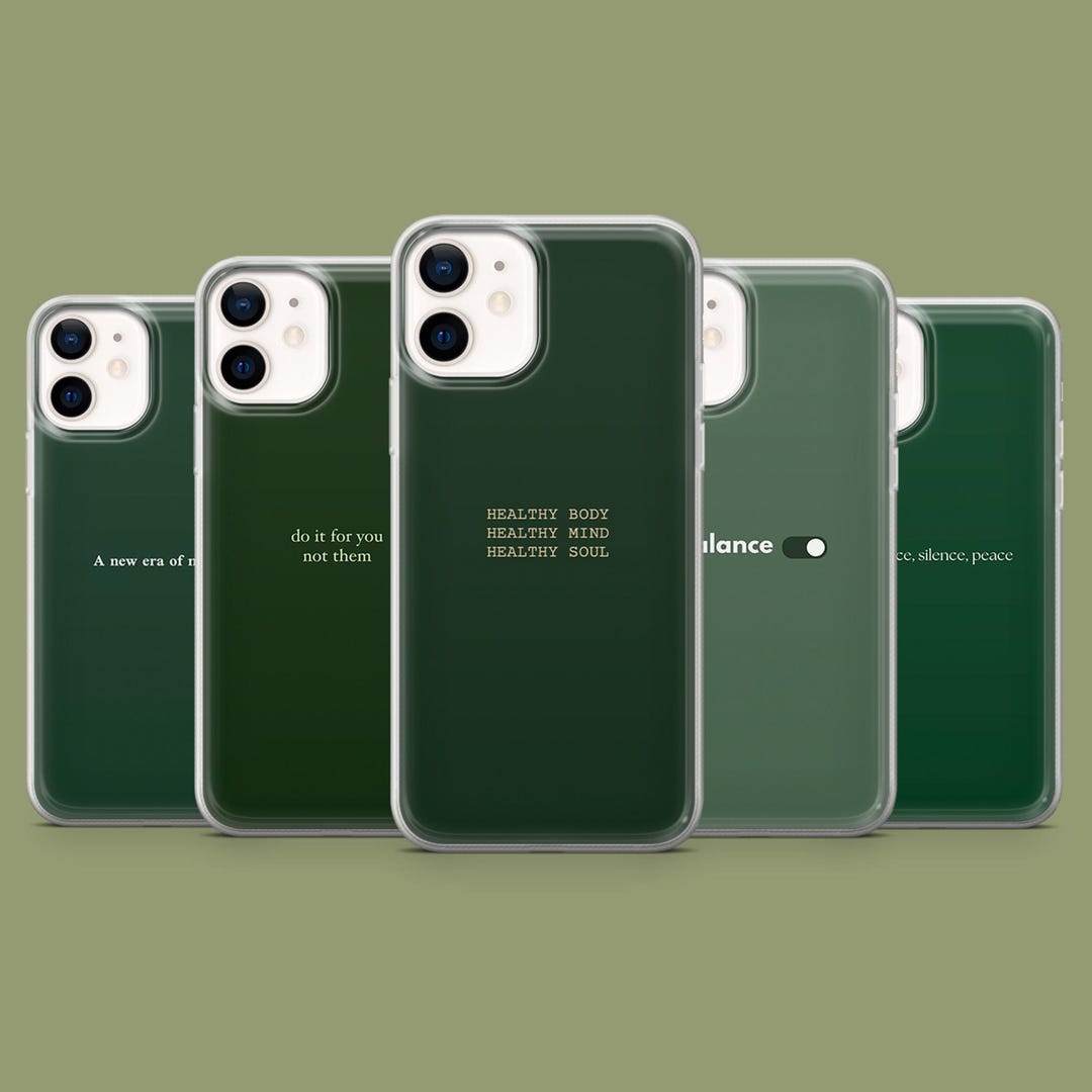 Motivating Phone Case Green Self Love Cover for iPhone 17, 16, 15, 14 ...