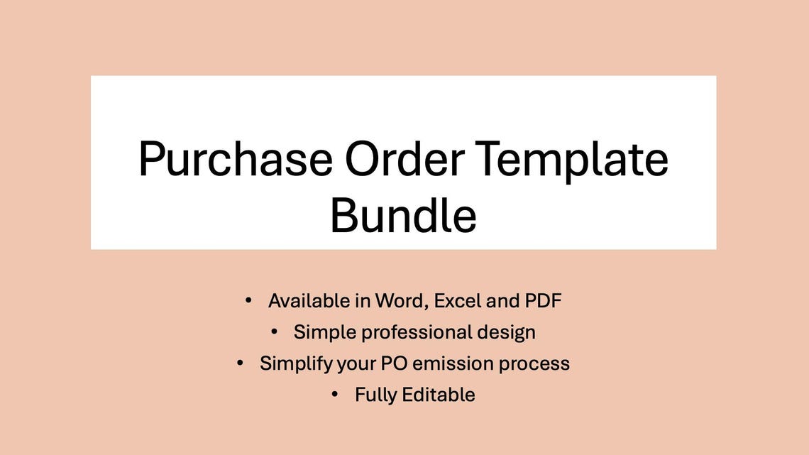 Purchase Order Template | Editable Excel, Word & PDF | PO Form for ...