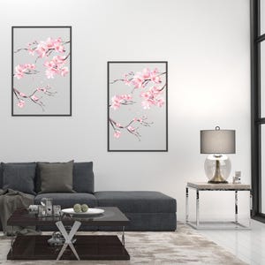 Sakura Wall Art | Japanese Cherry Blossom Wall Art, Flower Poster, Minimalist Asian Flower Print for Home & Office Decor