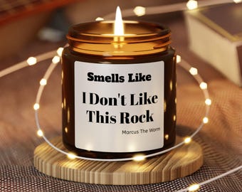 Smells Like I don't Like This rock, Funny Marcus Worm Funny Candle Scented Candle Gift for her, brain rot, Scented soy candle