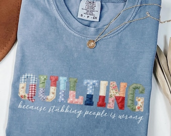 Faux Patchwork Quilting Shirt, Funny Sewing Tee, Quilter Gift Shirt, Cute Patchwork Sewing Machine Top, Quilt Maker T Shirt, Unisex Shirt