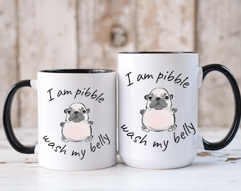 Grappige mok bier, dubbelzijdige print, mok wash Mah Belly, cadeau pitbull minnaar, mok hond moeder, beker cartoon hond, koffiemok cartoon hond, schattige hond koffiemok
