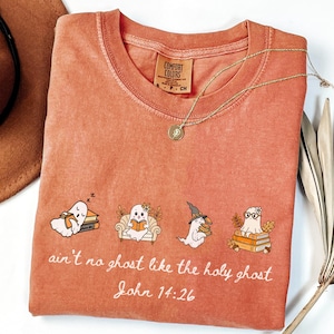 Holy Ghost tshirt, Christian Halloween Shirt, Comfort Colors Fall Tee, Faith Based Gift, Retro Religious Apparel, Jesus Lover Top