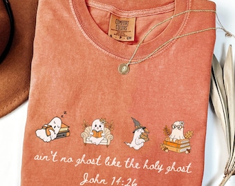 Heiliger Geist Tshirt, christliches Halloween-Shirt, Komfortfarben fallen T-Shirt, auf Glauben basierendes Geschenk, Retro religiöse Kleidung, Jesus-Liebhaber-Top