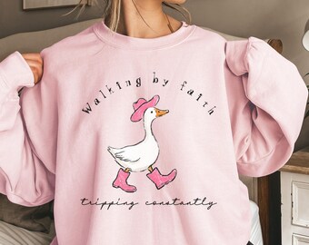 Walking by Faith Tripping Constantly, Inspirational Shirt, Christian Shirt, Minimal Christian Shirt for Women, Religious Tee