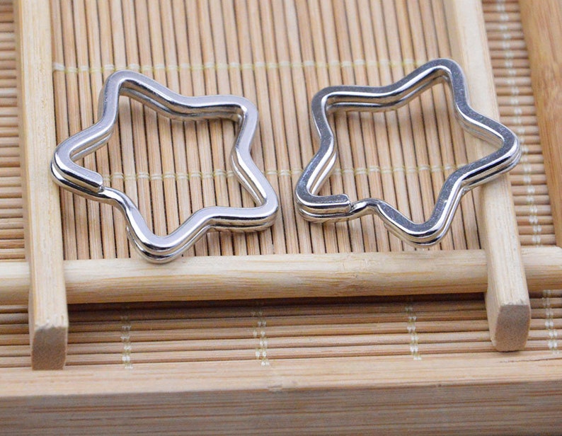star keychain ring connector 32mm 20 Silver metal Key rings Split keychain ring