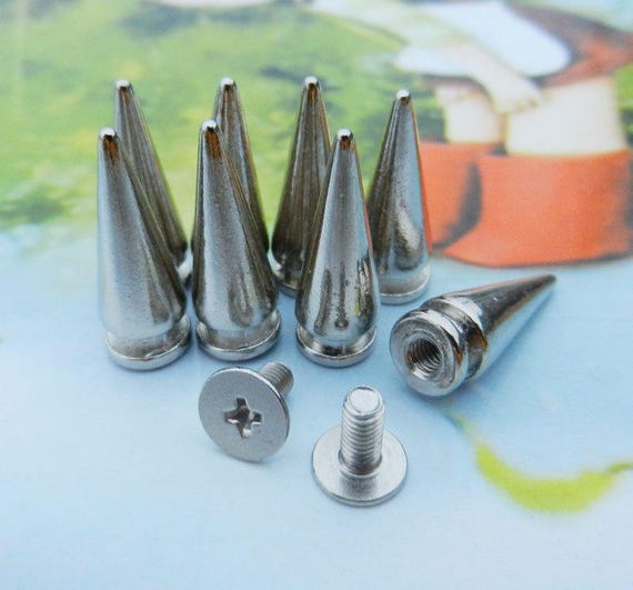 20-50 Piezas De Remaches De Metal En Forma De Bala | Cono De Tornillo De Aleación De Zinc, Color Plata | Para Manualidades, Cuero Y Proyectos DIY
