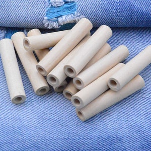 20pcs wooden tubes, unfinished wood tube beads, cylinder shape wood tube 9x50mm