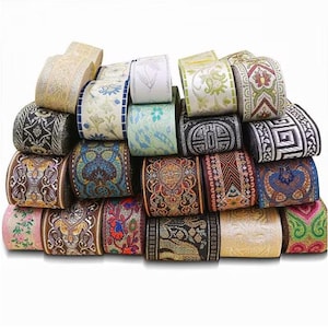 3 yd/10 yd geassorteerd jacquardlint, bloemenjacquardlintrand, ethinc geweven stoffen rand naaigaren