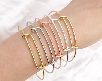 10 pcs/20 pcs Adjustable metal wire bangle bracelets, assorted color Metal charm bracelet, large circle blanks charm bangles