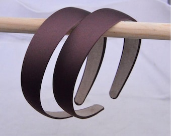 10pcs of 28mm satin headbands, brown satin covered plastic headbands, blank satin hair bands