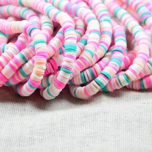 12 Strands Clay Beads for Jewelry Making, Caffox 4560pcs 6mm Flat Round  Beads, Polymer Clay Disc Beads Flat Vinyl Beads for Bracelets Earrings and