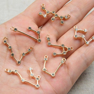 1 Full set 12 PCS Zodiac sign charms, Astrology Crystal Zodiac jewelry charms, Glitter Rhinestone zodiac charms