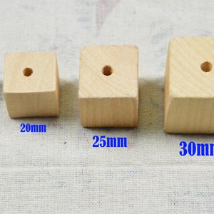 10mm/20mm/25mm/30mm unfinished wooden cubes, Square wooden beads