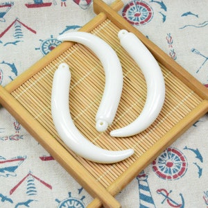 10 pcs large ivory plastic animal teeth, curved sharp ivory, wolf fang tusk 13x78mm