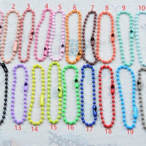 4.5'' long ball chain connector, Assorted color Metal Ball chain keychain link, Label tag hanging ball chain, choose your color