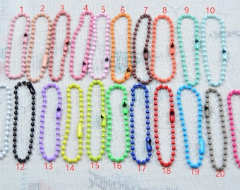 4.5'' long ball chain connector, Assorted color Metal Ball chain keychain link, Label tag hanging ball chain, choose your color