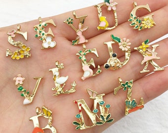 Ornaland Alloy Enamel Pendant Settings - Alphabet Letters A To Z, 26 Pieces, Mixed Colors, 6 Sets