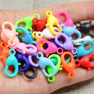 Assorted color Plastic Lobster clasps, Heart Lobster claw clasp, Jewelry Key chain snap hook clasp 12x22mm