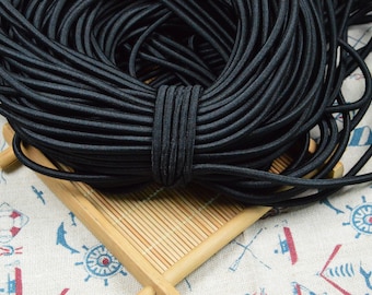 5 yds Black round elastic cord 4mm