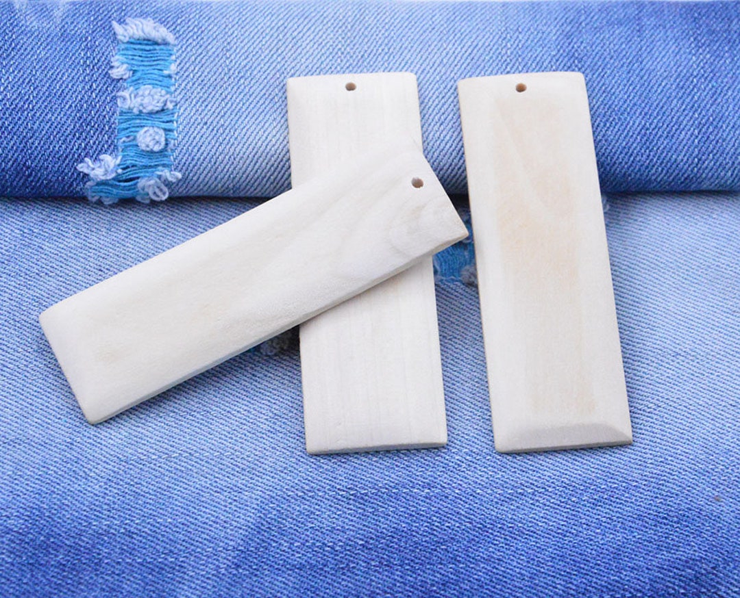 10pcs Large Wooden Rectangles, Unpainted Rectangular Wood Charms ...