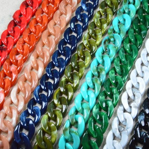 marbled acrylic chain, open link plastic chain, flat twist link chain, Glasses chain, handbag purse chain 27.5''/39.5'' long