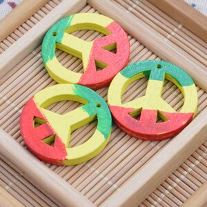 20pcs wooden peace sign, hand painted round wood peace sign 30mm