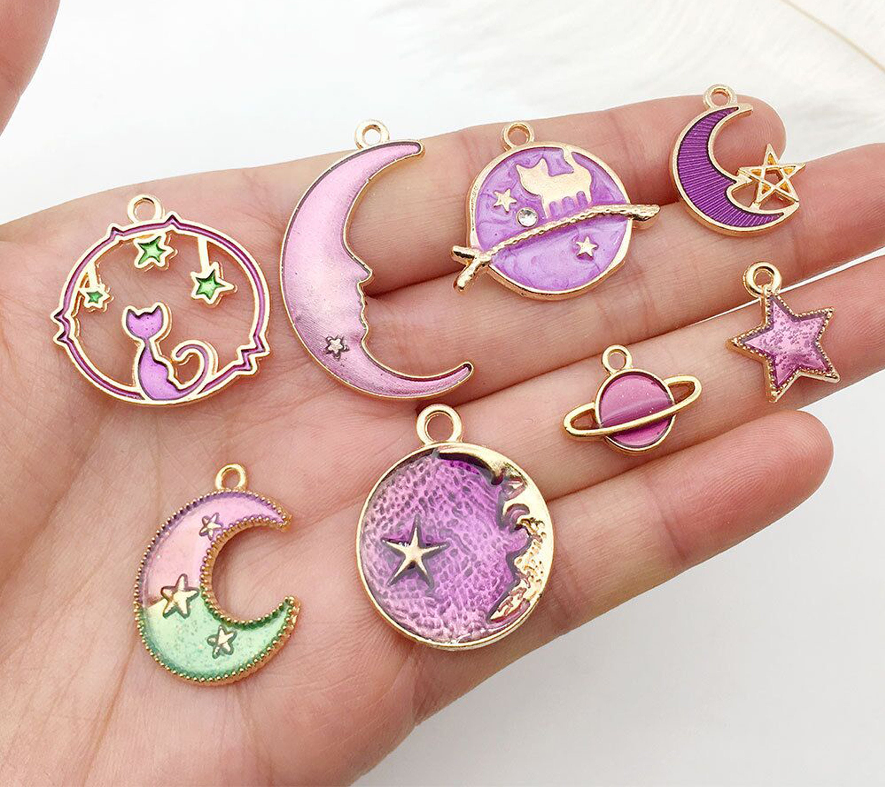 12PCS White Enamel Alloy Zodiac Charms Pendant DIY Handmade