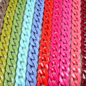 Open link plastic chain, flat twist acrylic chain, purse chain, glasses sunglass chain, 11 colors, choose your color