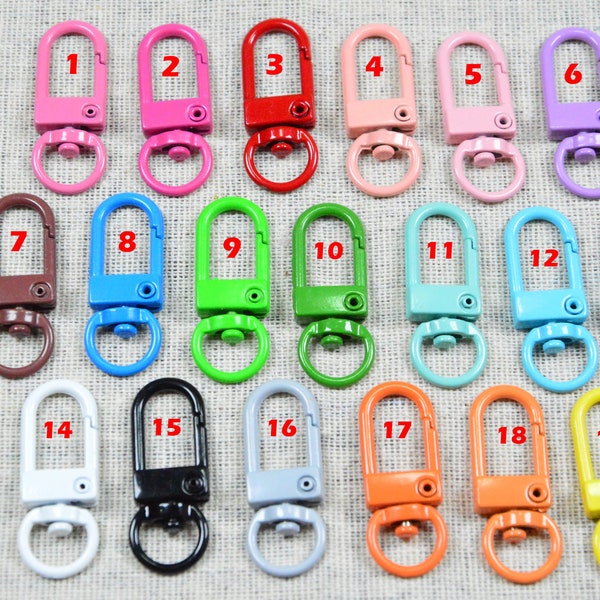 10 pcs Assorted color Square Swivel Lobster Clasps, Metal Lobster Claw clasp, Spring clasp, choose your color