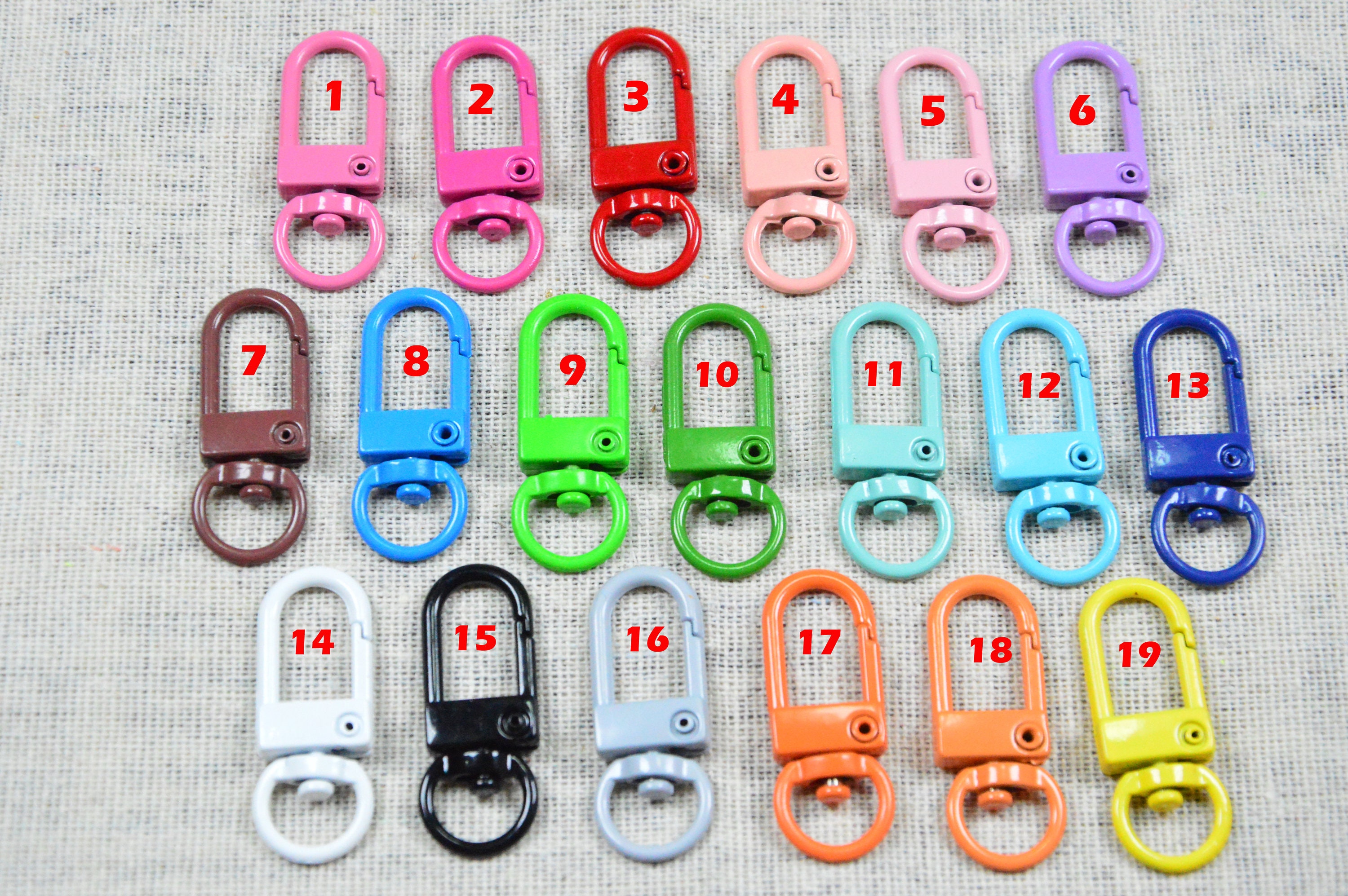 10 Pcs Assorted Color Square Swivel Lobster Clasps, Metal Lobster