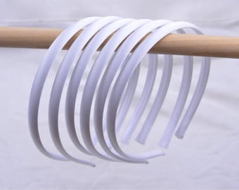 10 sztuk plastikowych opasek na głowę, 10 mm satynowe opaski na głowę, obręcz do włosów, opaska do włosów, biała satynowa opaska na głowę z tworzywa sztucznego