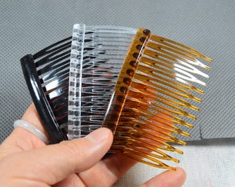 10 pcs Curved Plastic Hair Combs, 14 Teeth, Black/Clear/Brown hair holder