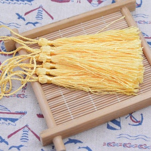 50 pcs silk tassels, 3.0&#39;&#39; yellow gold silk tassel with 2.0&#39;&#39; cord, tassels for keychains