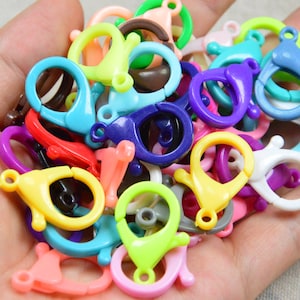BULK Assorted color large Spring plastic Lobster clasps, choose your color, 16x26mm