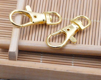 10 pcs/20 pcs gold swivel lobster clasps, Spring Clasp Keychain Clasps, key ring hook