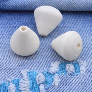 20 pcs wooden beads, unfinished cone shape wood beads, curved wood cone 22x23mm