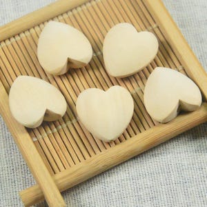 20 pcs Natural wooden hearts, unfinished convex wood hearts, heart shape wooden beads, wood heart beads for DIY crafts 20x21mm